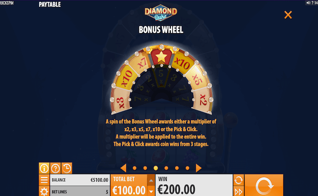 diamond duke bonus wheel