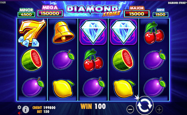 diamond strike scratchcard game interface