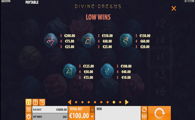 divine dreams game low wins