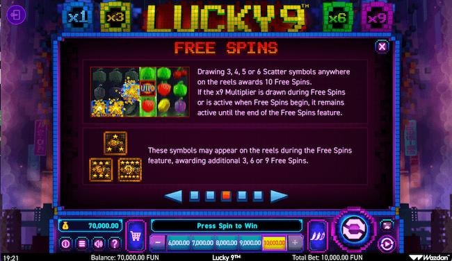 free spins at lucky 9