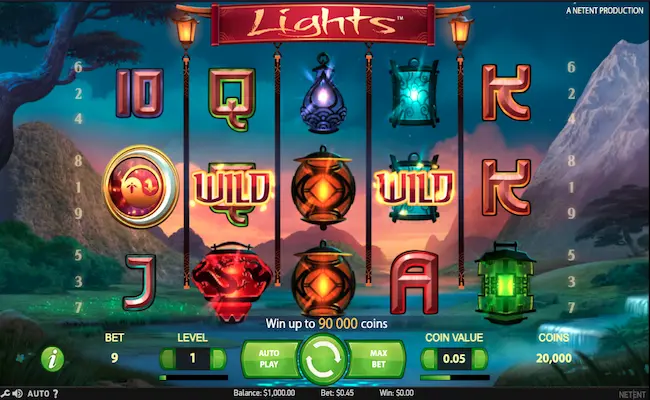 lights slot game reels