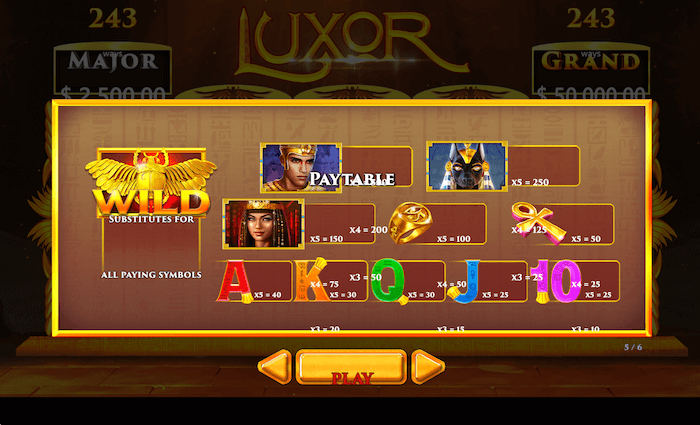 luxor slot wild symbols