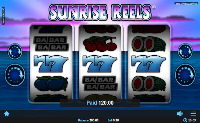 sunrise reels game interface